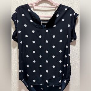 New York & Company Blue Navy Polka Dot Women's Top